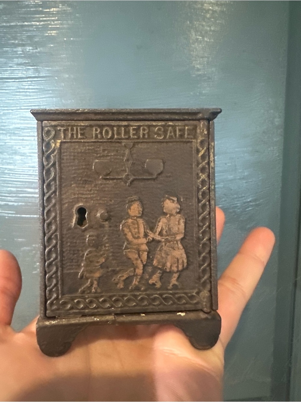 Antique 1882 Kyser & Rex The Roller Safe Cast Iron Bank Still Toy Coin Safe Vtg